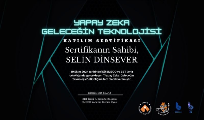Selin Dinsever Yapay Zeka Geleceğin Teknolojisi Sertifikası